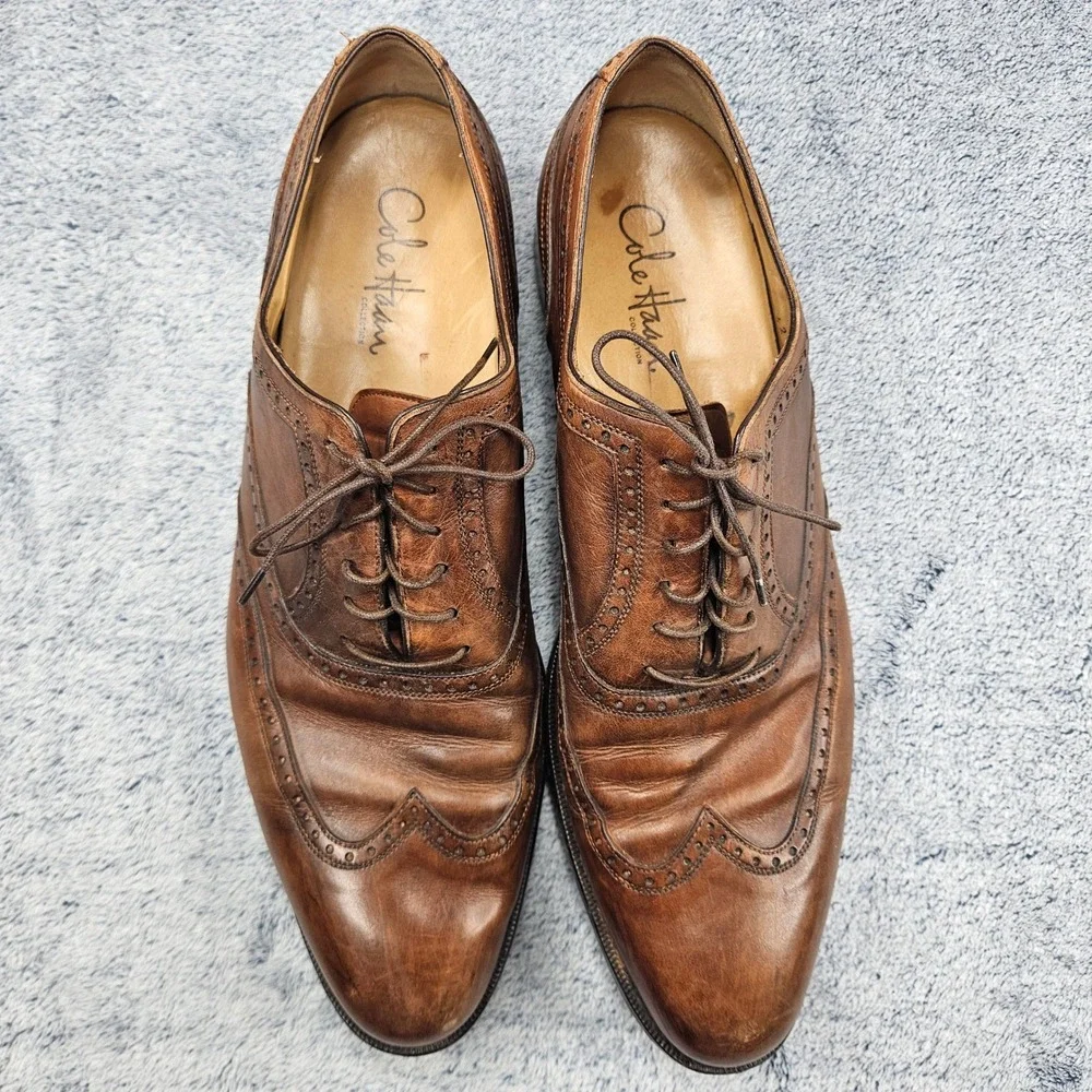 Cole Haan Collection Oxford Shoes Mens 11.5M Brown Leather Wingtip Brogue Derby